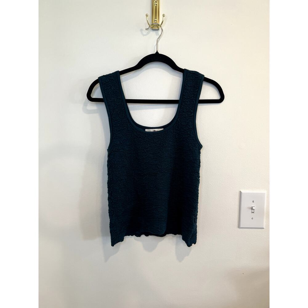 Natural Life Textured Tank Top Boho Coastal Stretch Knit Teal Relaxed Fit